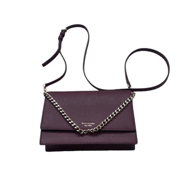 Kate Spade Maroon Crossbody Bag with Gold Chain Strap. - Picture 1 of 9